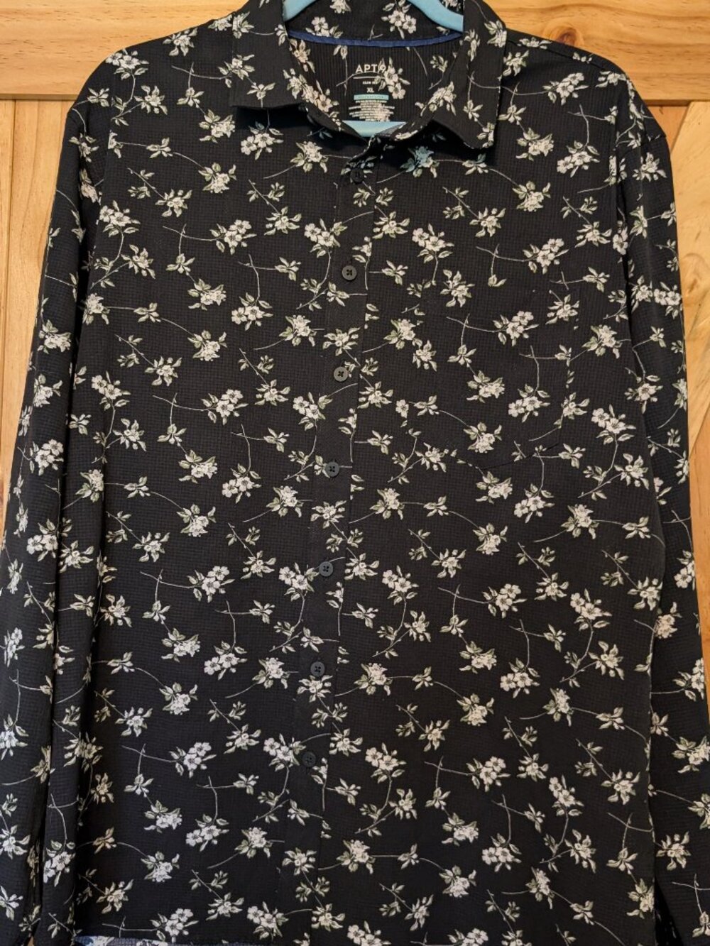 Apt. 9 Black Floral Performance Button-Down Shirt Size XL